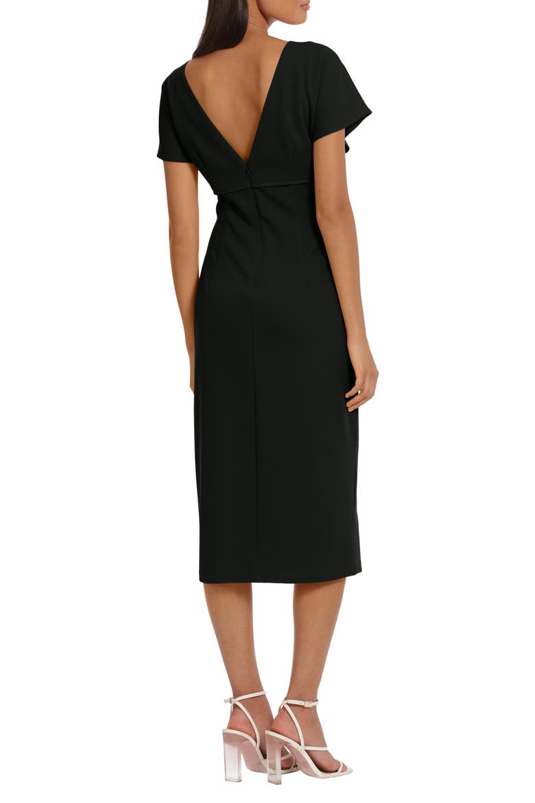 Keyhole Extended Shoulder Midi Dress, Alternate, color, BLACK