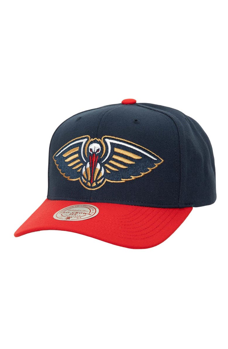 Mitchell & Ness Men's Mitchell & Ness Navy/Red New Orleans Pelicans Soul XL Logo Pro Crown Snapback Hat, Main, color, 