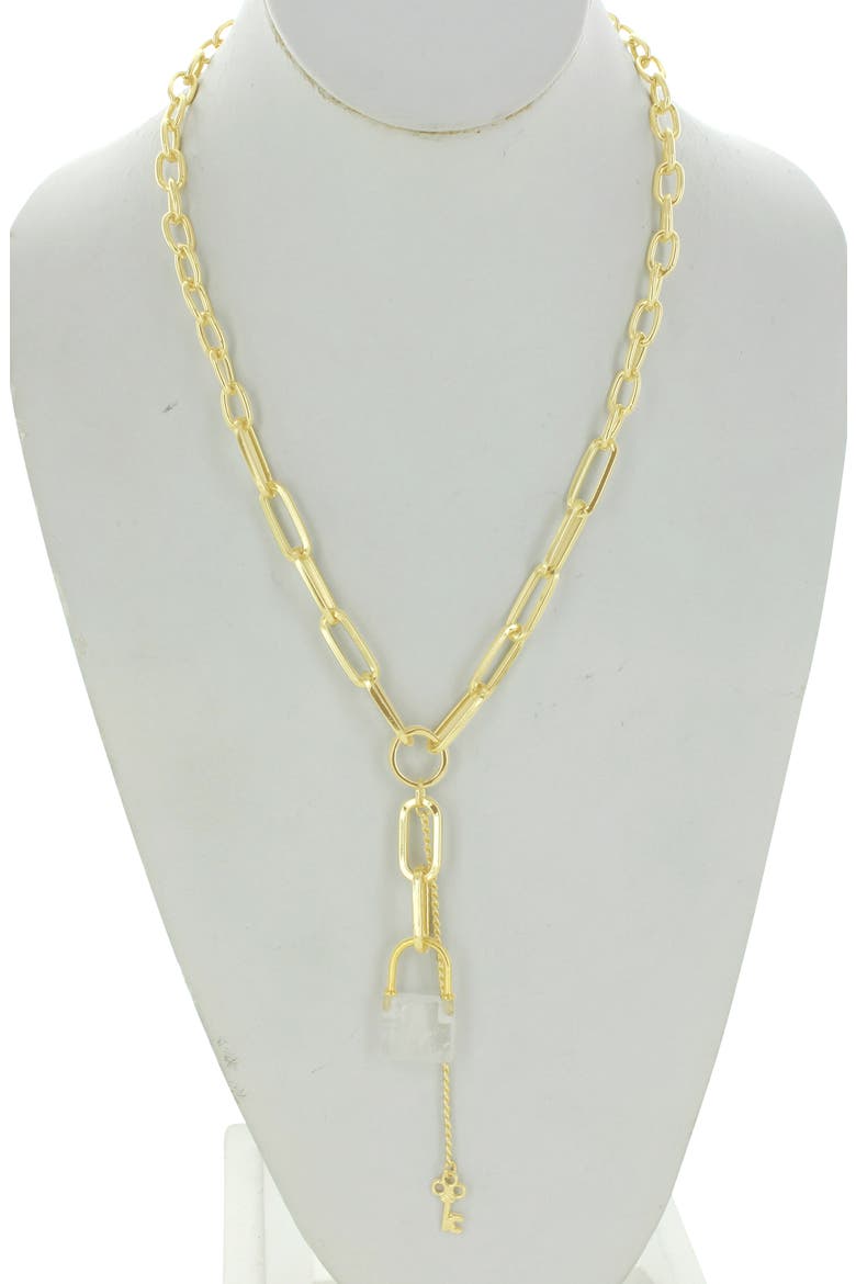 On Lock Pendant Necklace, Alternate, color, GOLD / WHITE
