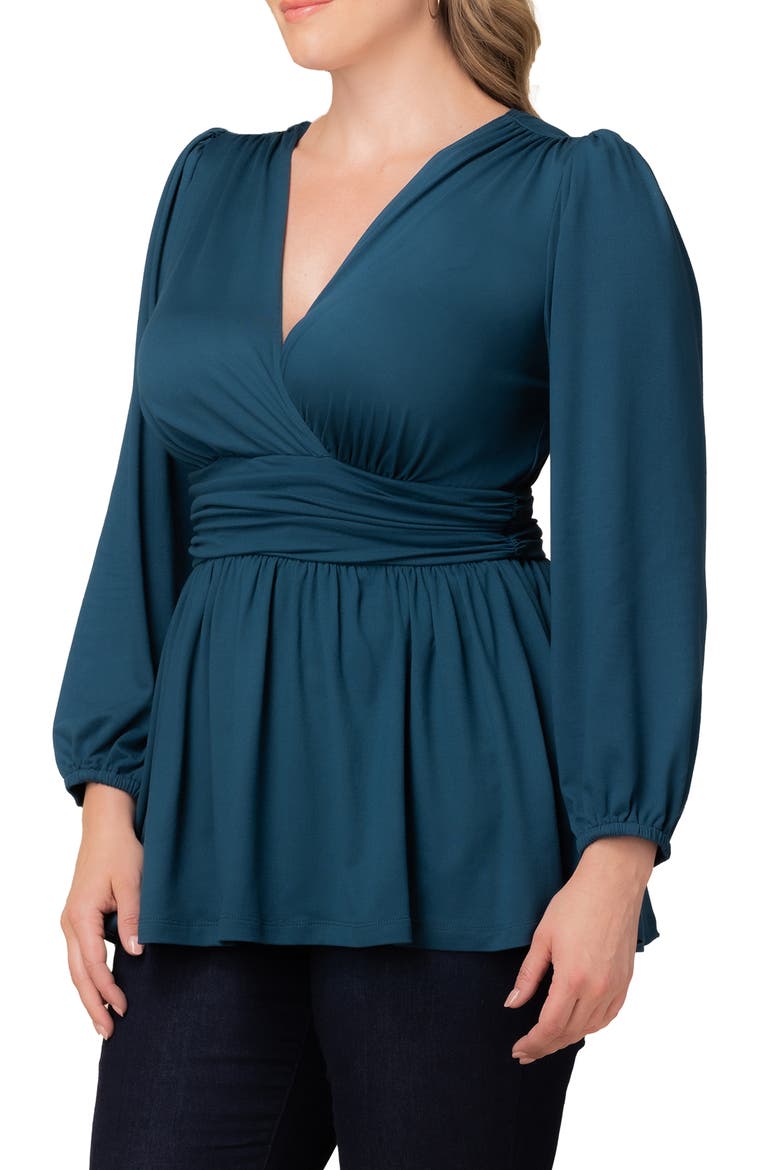 Leah Gathered Top, Alternate, color, TEAL