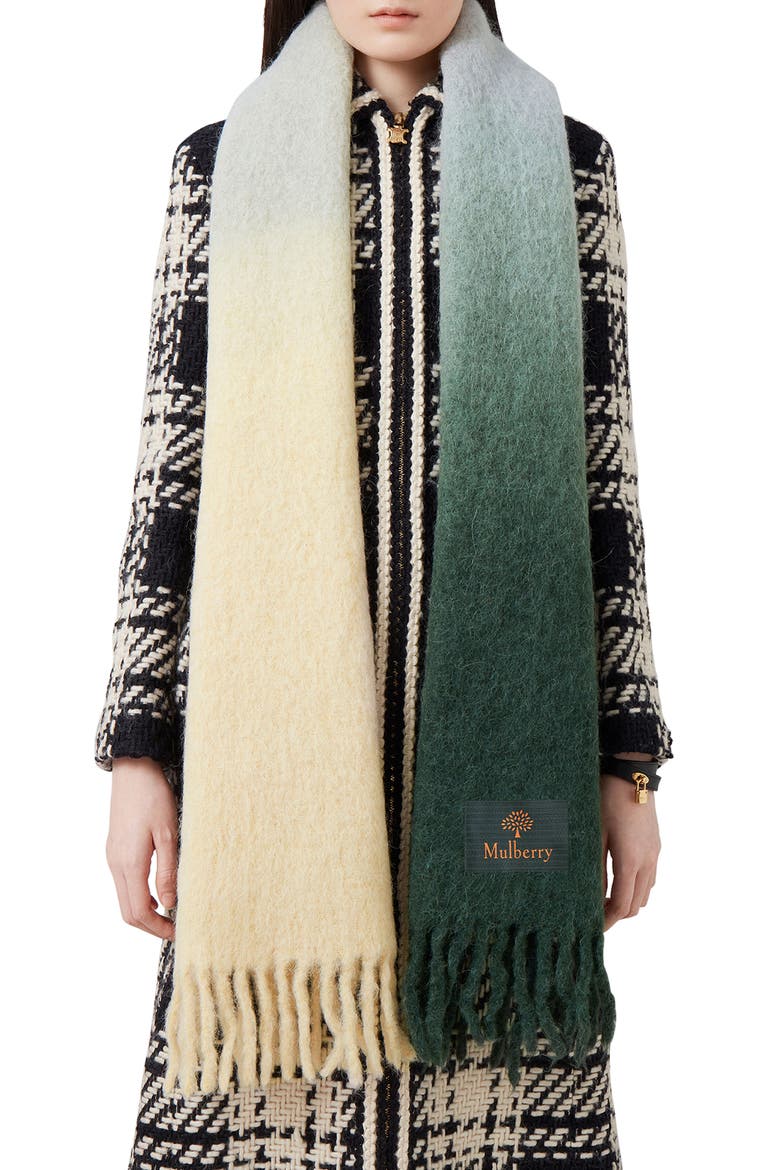 Ombré Alpaca Blend Scarf, Alternate, color, CAMBRIDGE GREEN-EGGSHELL