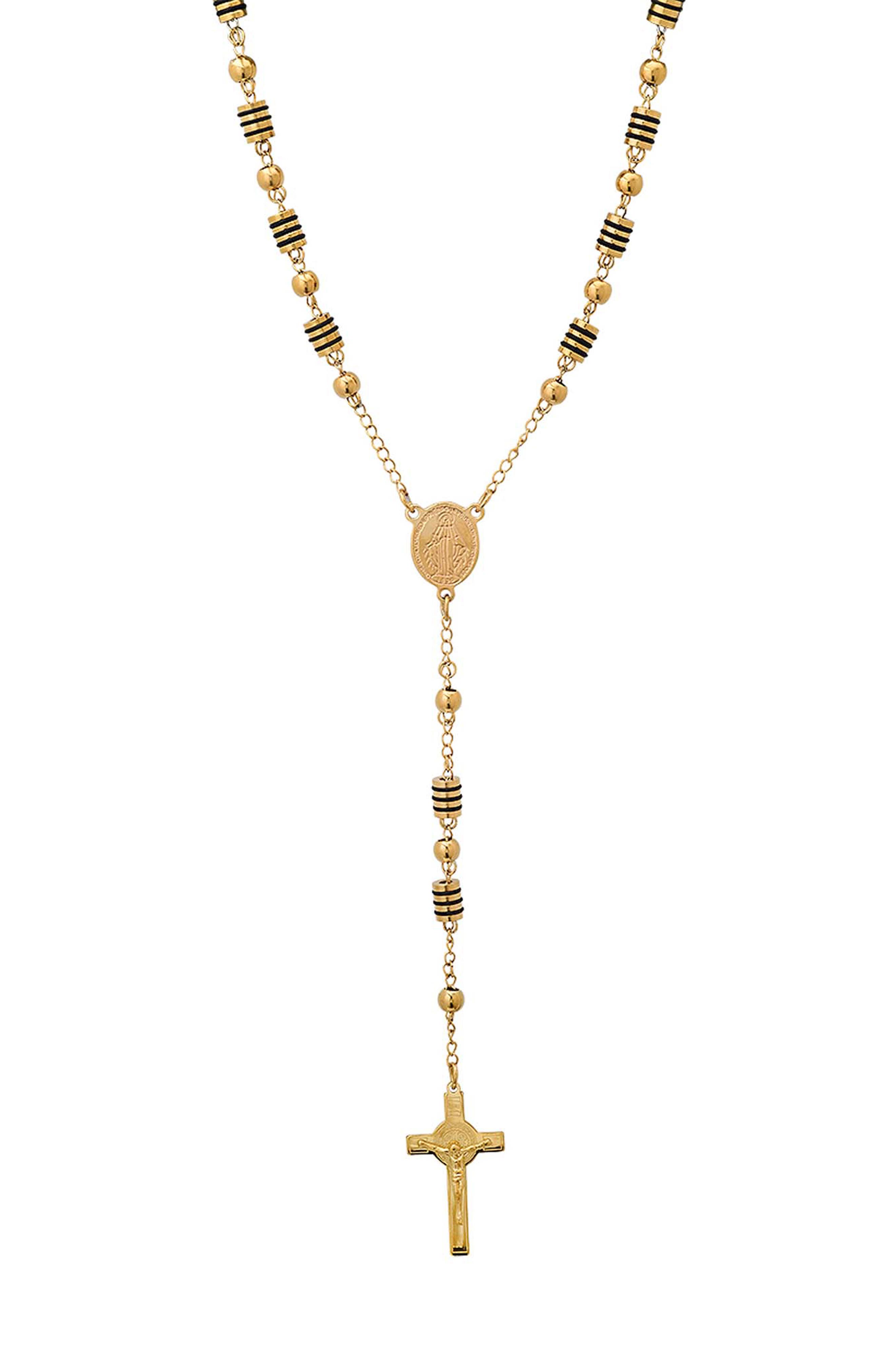 Men's Stainless Steel Rosary Necklace