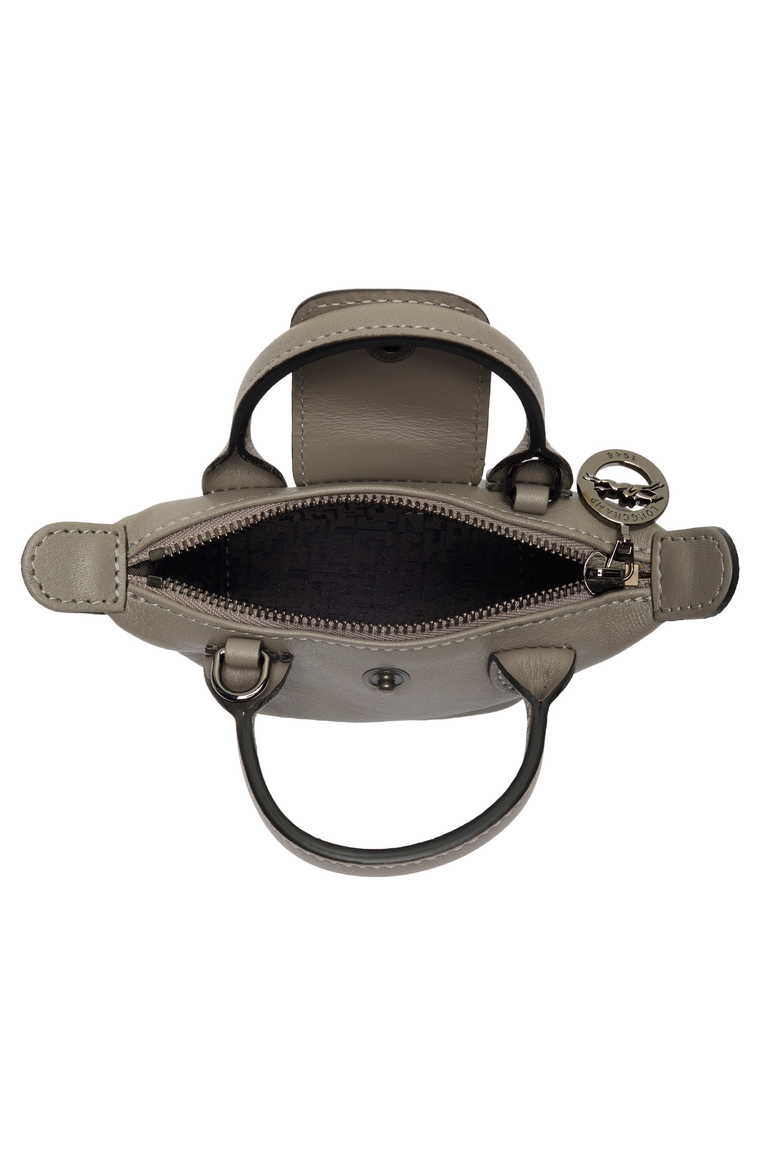 Longchamp Le Pilage Cuir Leather Nano Crossbody Bag, Alternate, color, Turtle Dove