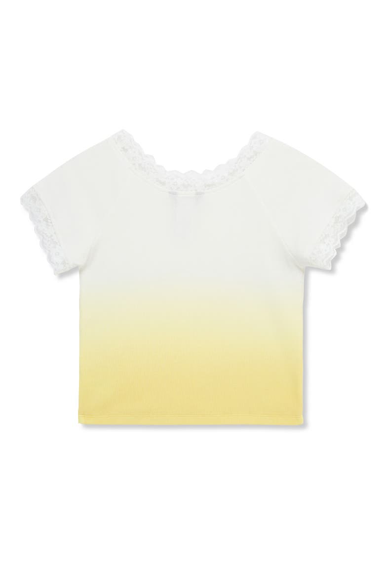 Kids' Dip Dye Lace Accent Cotton T-Shirt, Alternate, color, YELLOW
