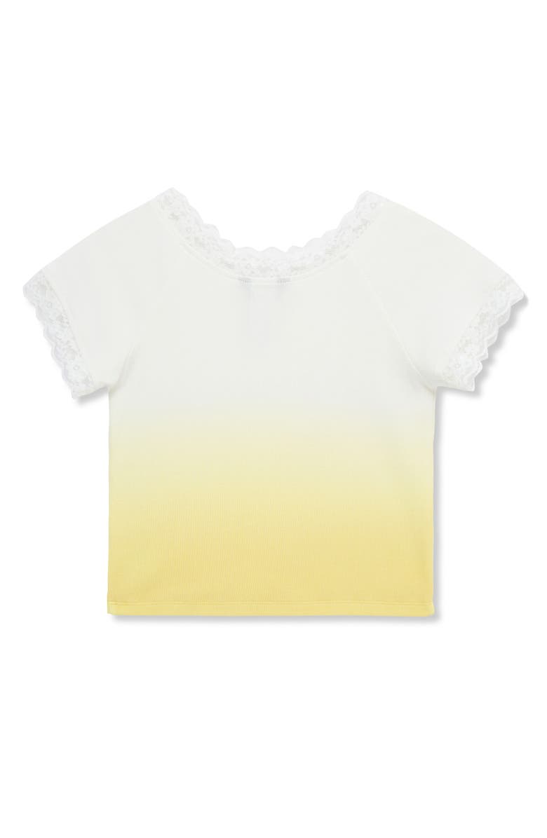 Truce Kids' Dip Dye Lace Accent Cotton T-Shirt, Alternate, color, Yellow