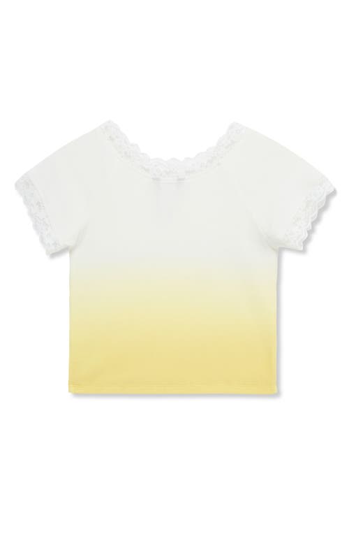 Shop Truce Kids' Dip Dye Lace Accent Cotton T-shirt In Yellow