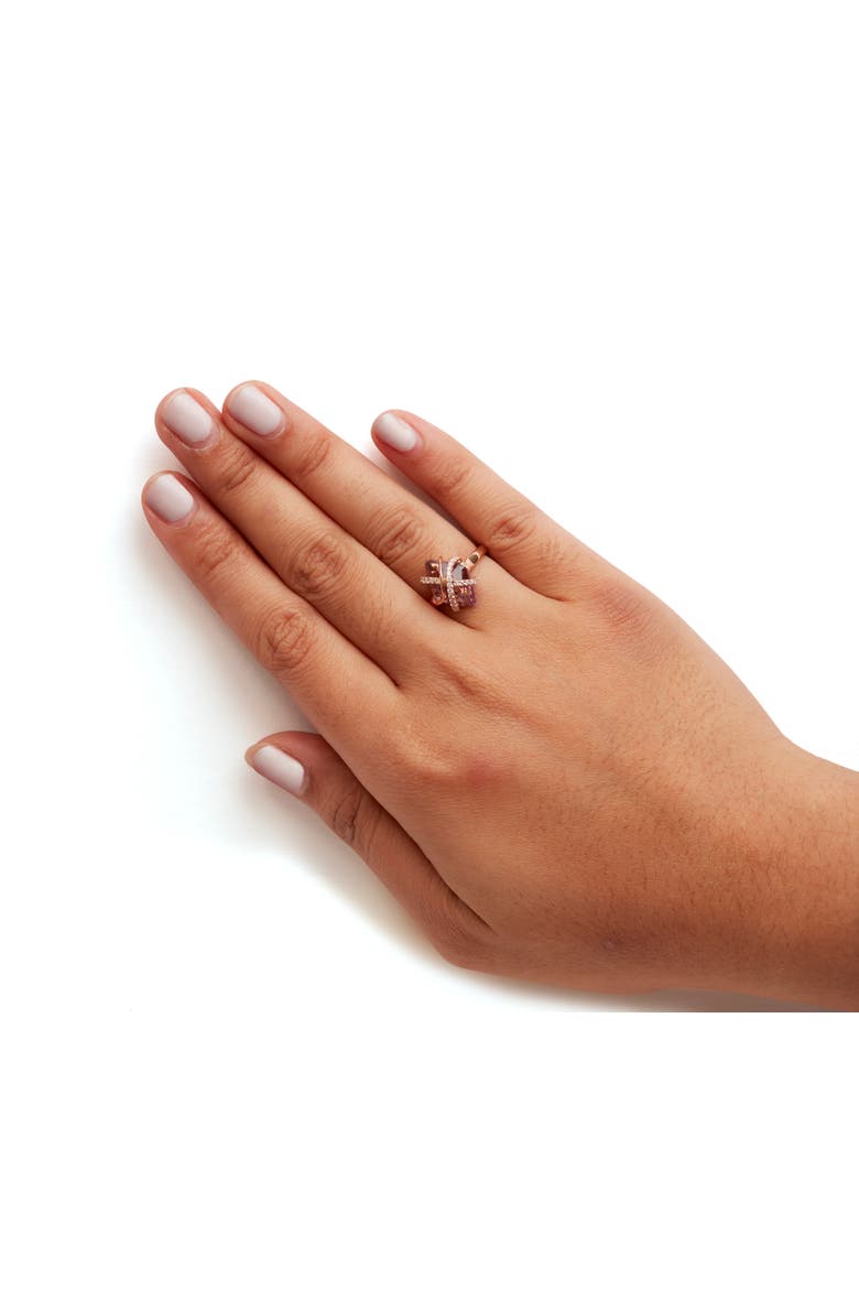 14K Gold 1/5 Ct Diamond Wrapped Amethyst Cocktail Ring, Alternate, color, Pink