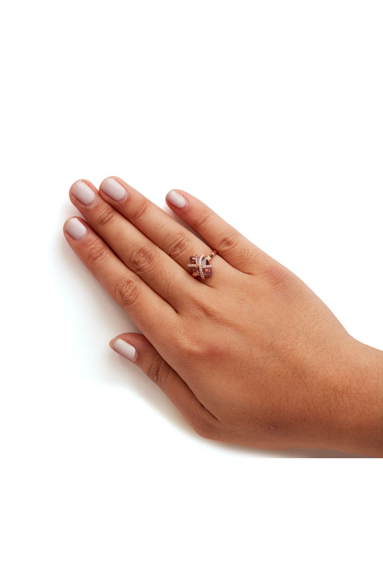 Haus of Brilliance 14K Gold 1/5 Ct Diamond Wrapped Amethyst Cocktail Ring, Alternate, color, Pink