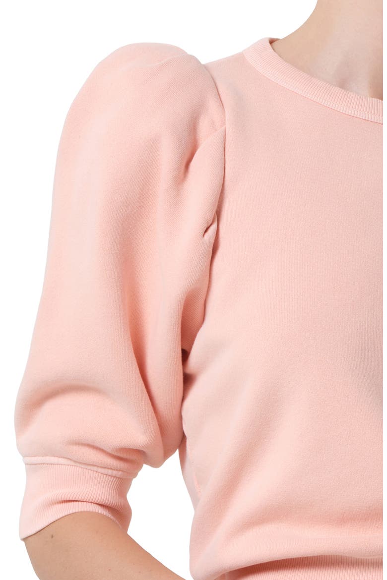 Puff Sleeve Cotton Blend Top, Alternate, color, MELON CREME