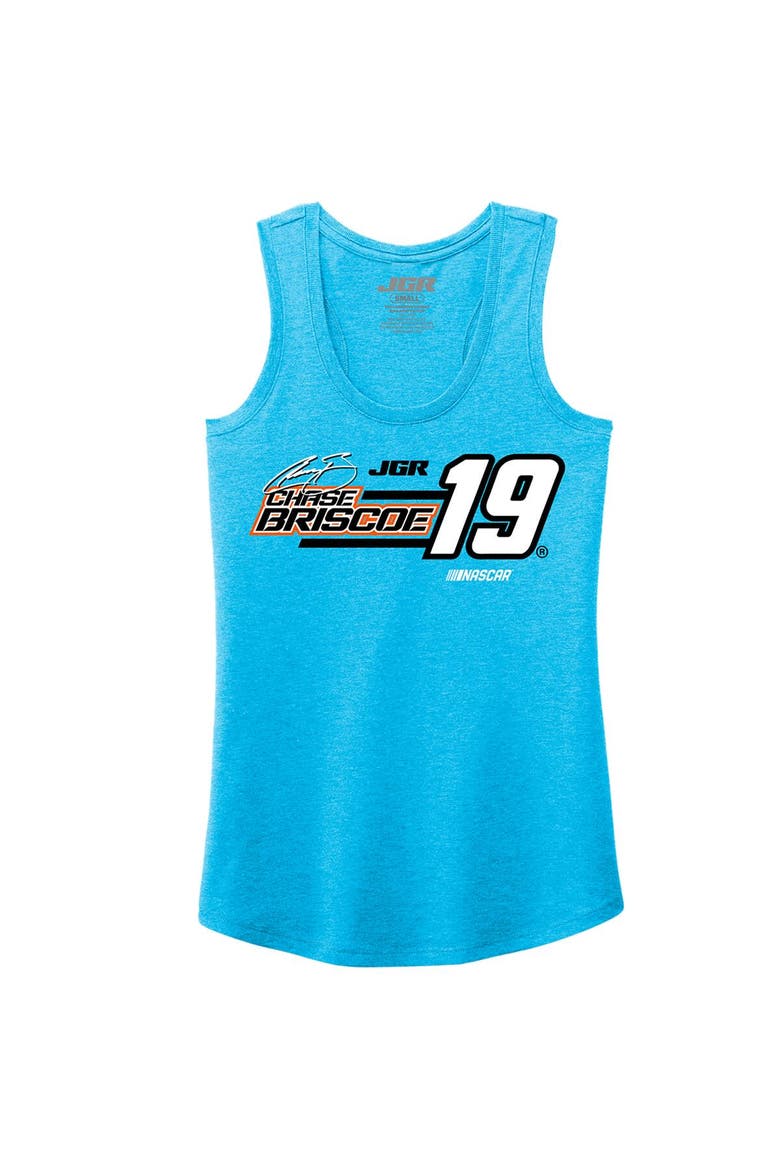 Women's Joe Gibbs Racing Team Collection Turquoise Chase Briscoe Tri-Blend Name & Number Tank Top, Alternate, color, Turquoise