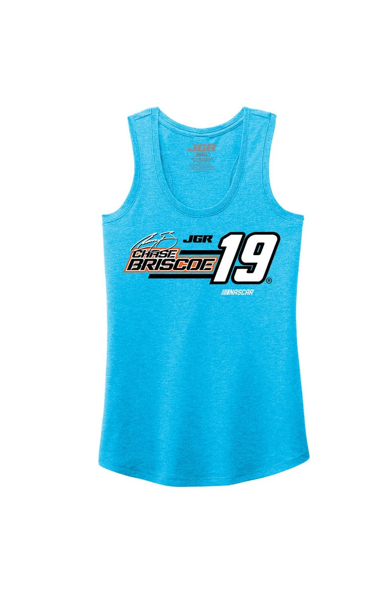 JOE GIBBS RACING TEAM COLLECTION Women's Joe Gibbs Racing Team Collection Turquoise Chase Briscoe Tri-Blend Name & Number Tank Top, Alternate, color, Turquoise