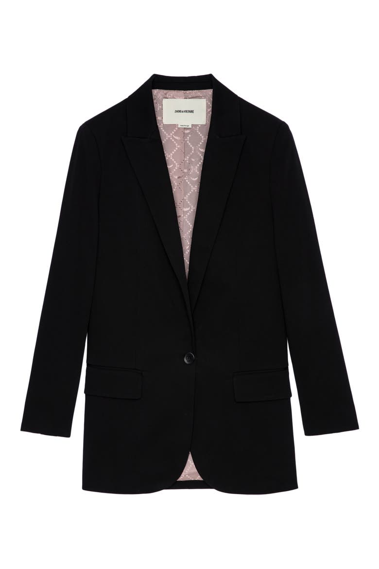 Viva Love Stretch Cotton Blazer, Alternate, color, NOIR