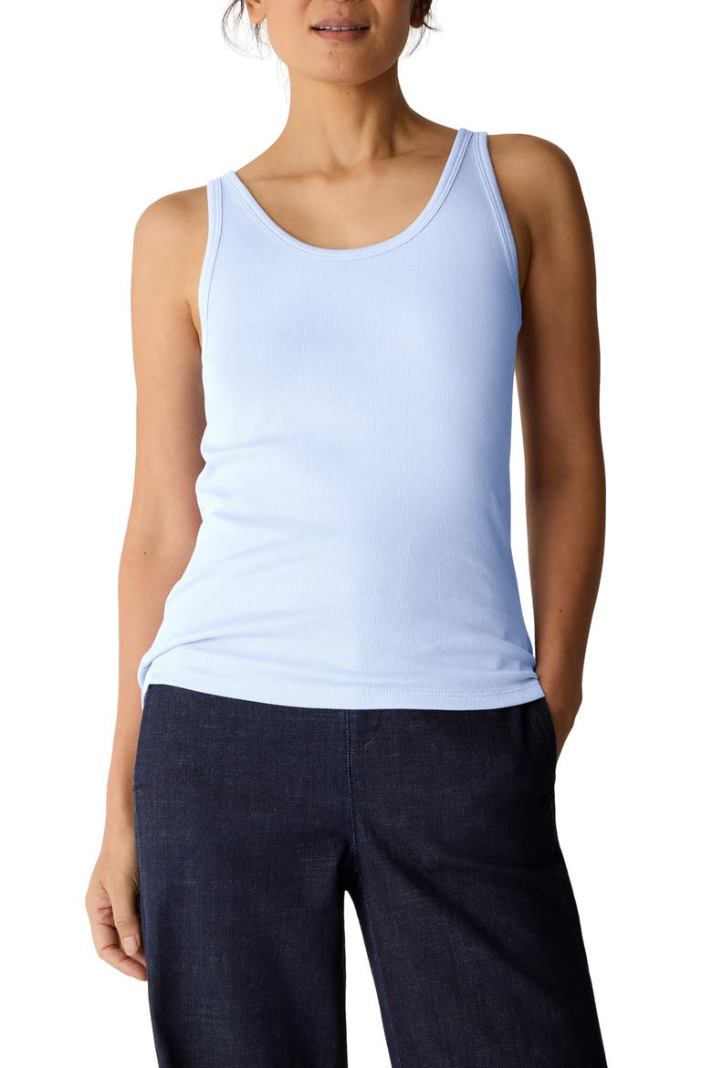 Slim Fit Scoop Neck Stretch Cotton Tank, Main, color, SKYLIGHT