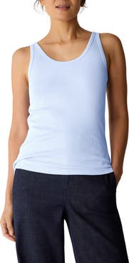 Eileen Fisher Slim Fit Scoop Neck Stretch Cotton Tank