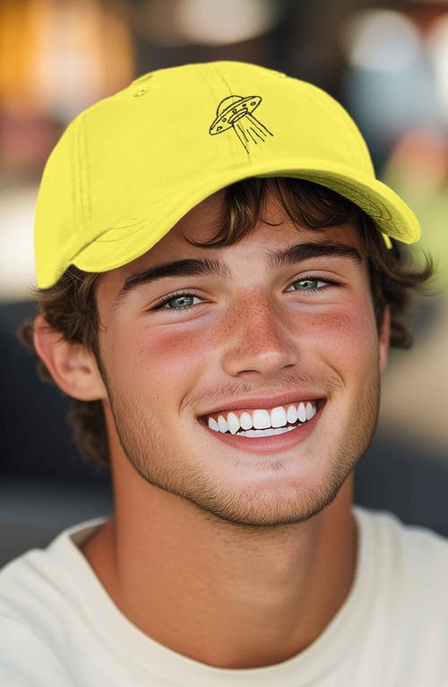 Dalix Ufo Embroidered Adjustable Dad Cap In Yellow