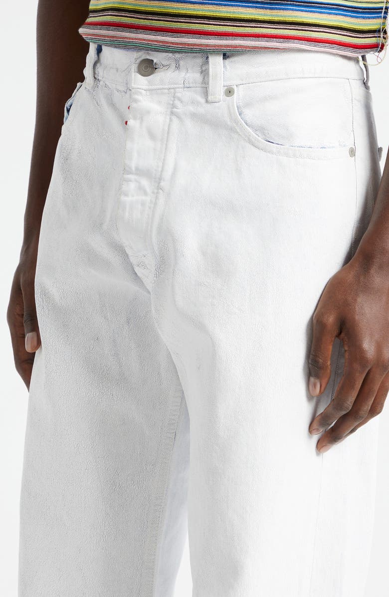 Maison Margiela Bianchetto Hand Painted Denim Jeans, Alternate, color, White Paint