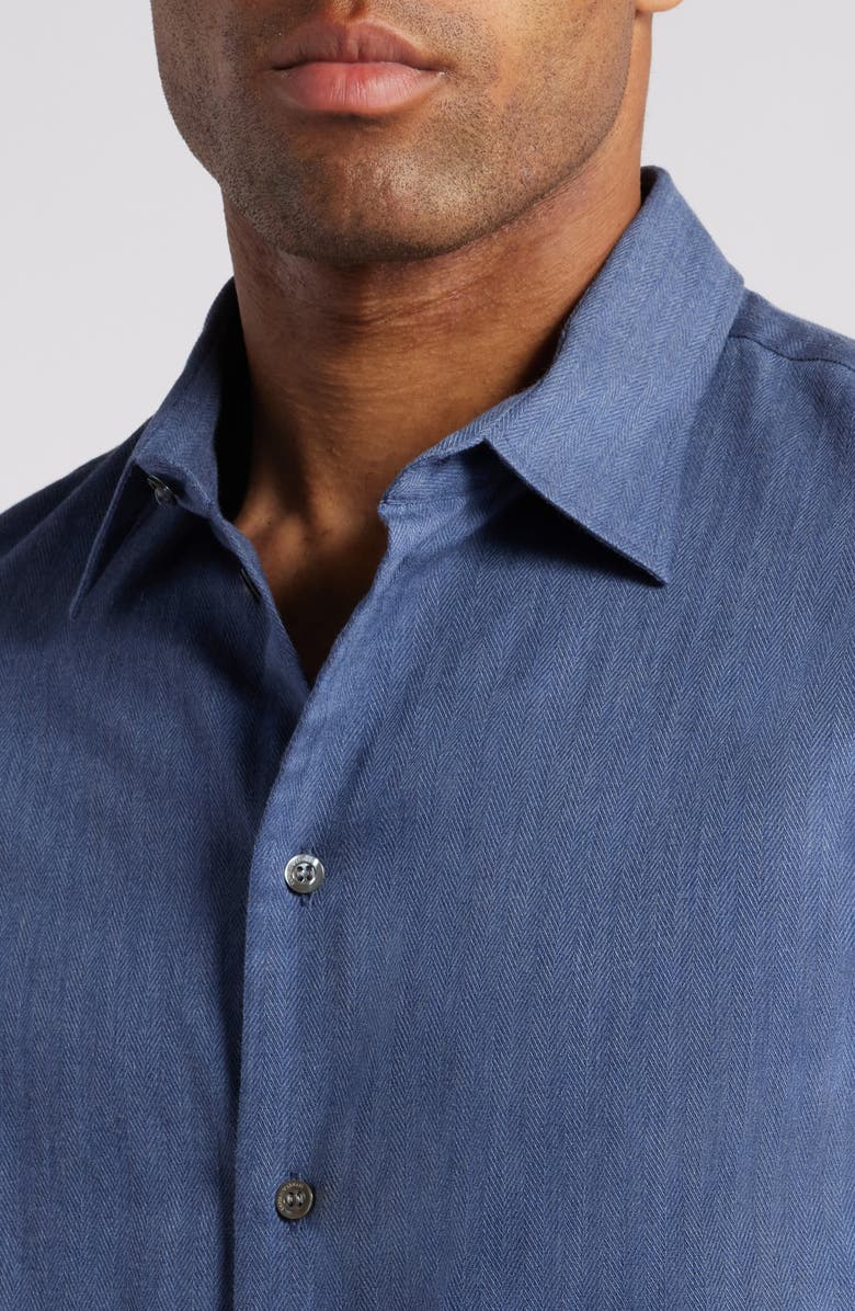 Emporio Armani Herringbone Cotton Button-Up Shirt, Alternate, color,