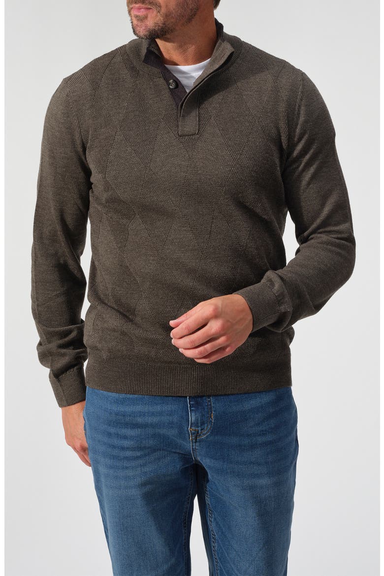 Merino Wool Button Pullover Sweater, Alternate, color, BROWN