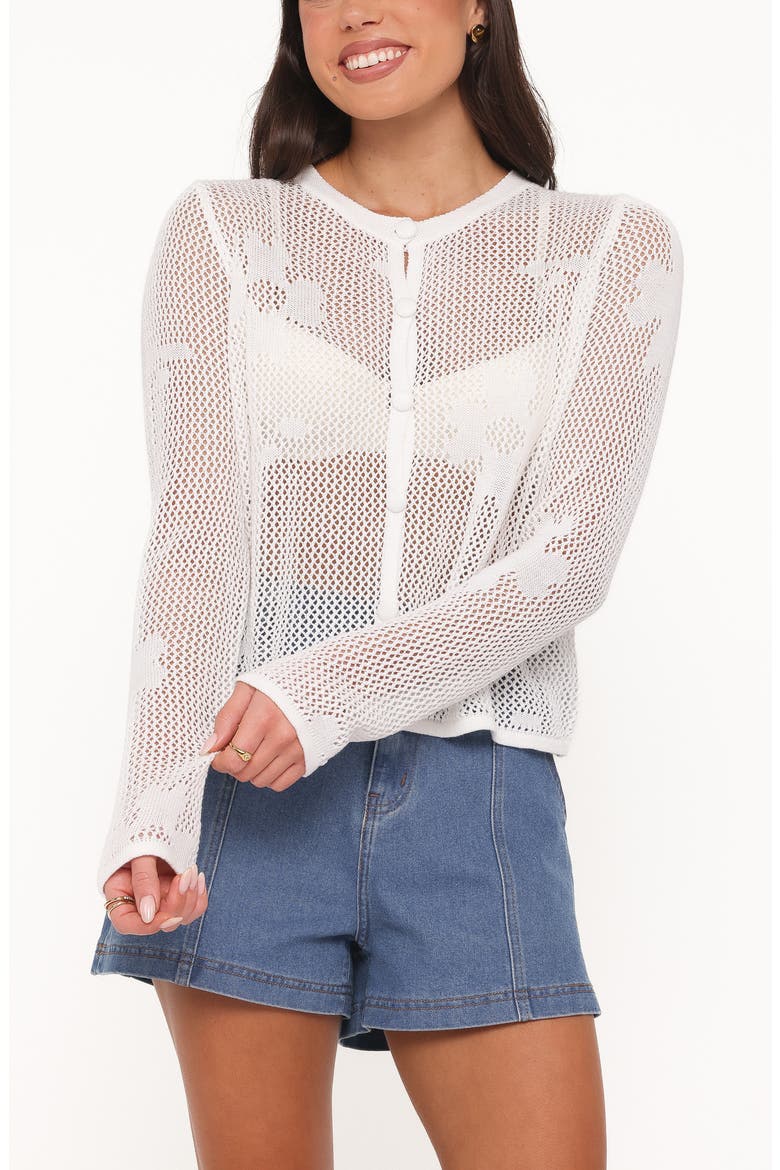 Maddox Open Stitch Cardigan, Main, color, WHITE