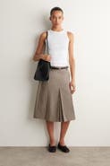 COS Box-pleat Checked Wool Midi Skirt