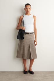 COS Box-pleat Checked Wool Midi Skirt