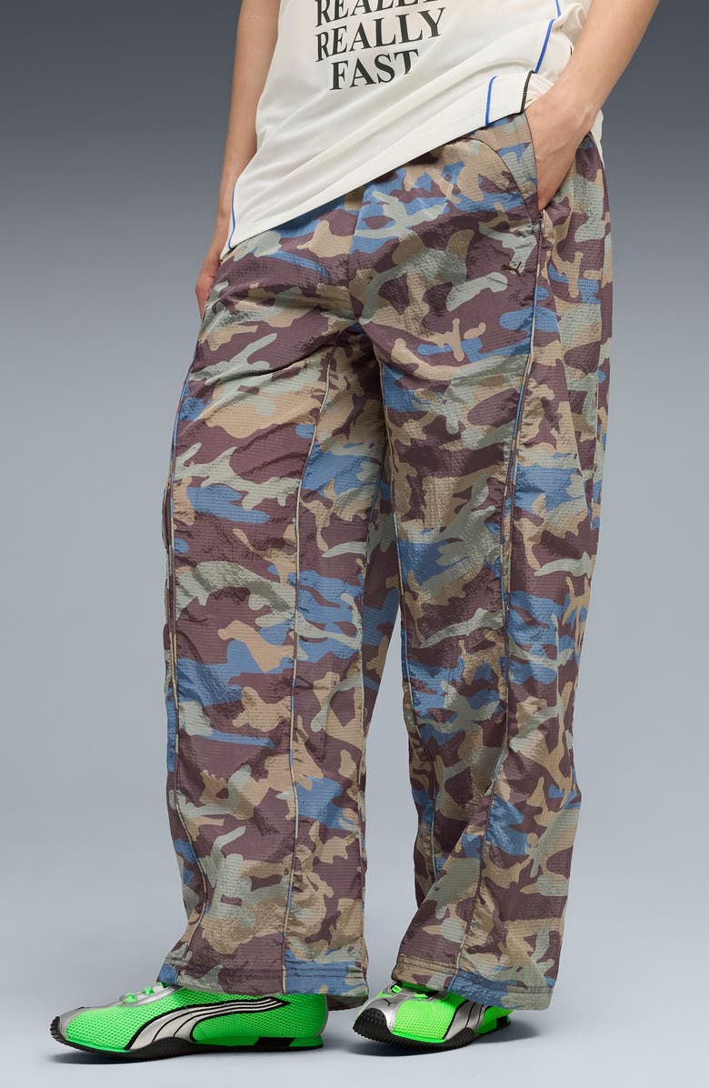 PUMA CLRT Camo Nylon Ripstop Pants, Main, color, Raisin