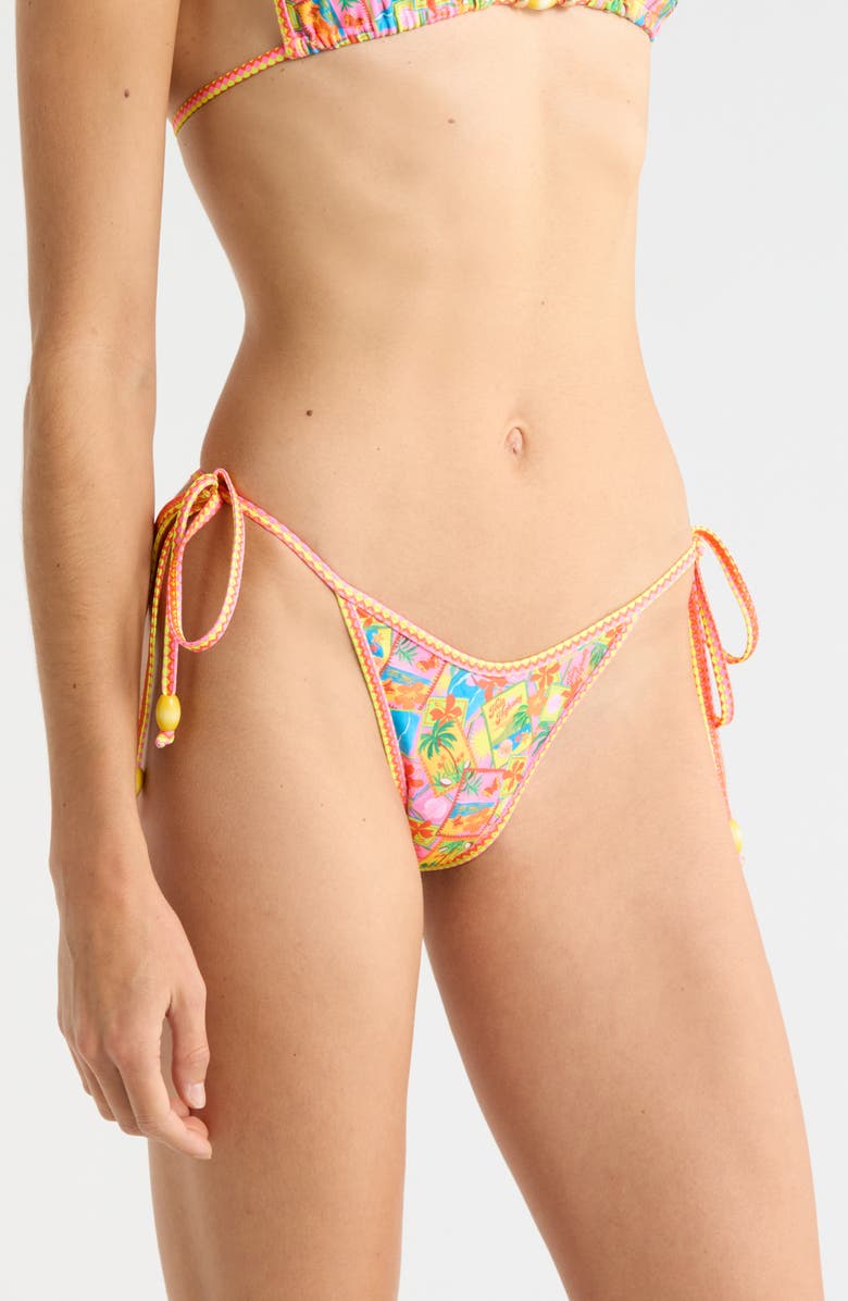 Kulani Kinis Dipped Side Tie Bikini Bottoms, Alternate, color, Sunshine Snap