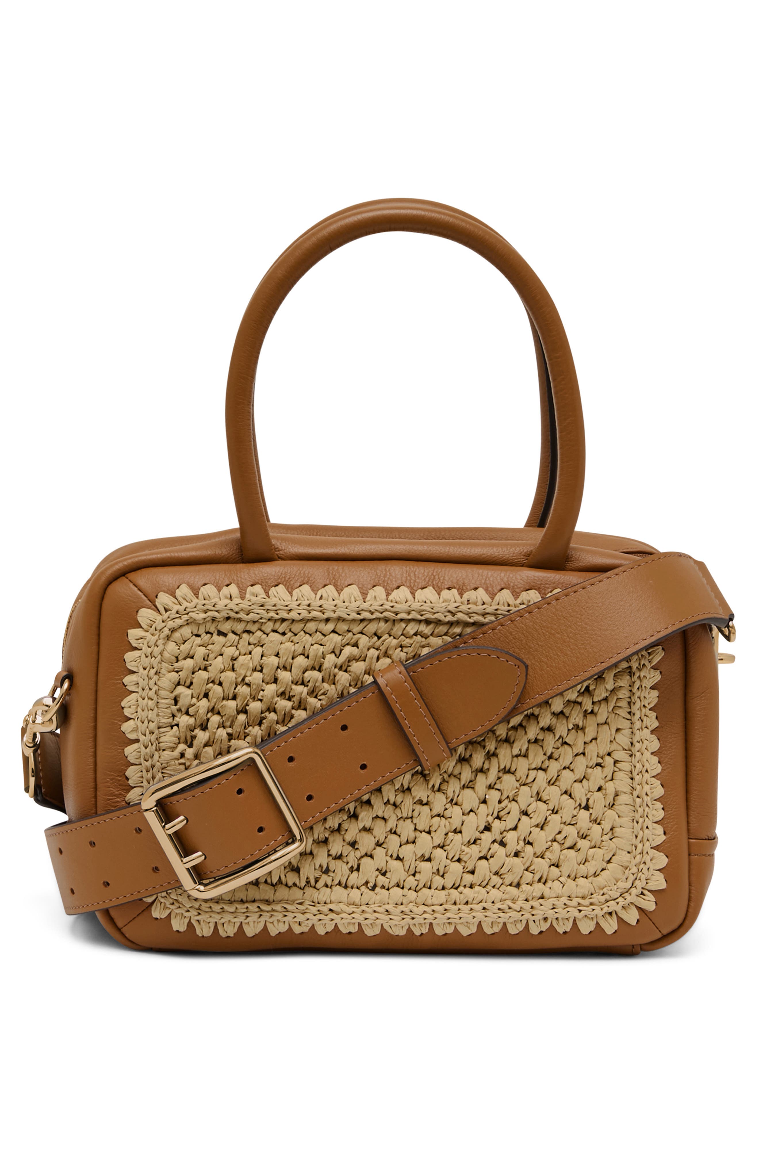 Medium Ritual Leather Satchel, Alternate, color, RAFFIA LATTE