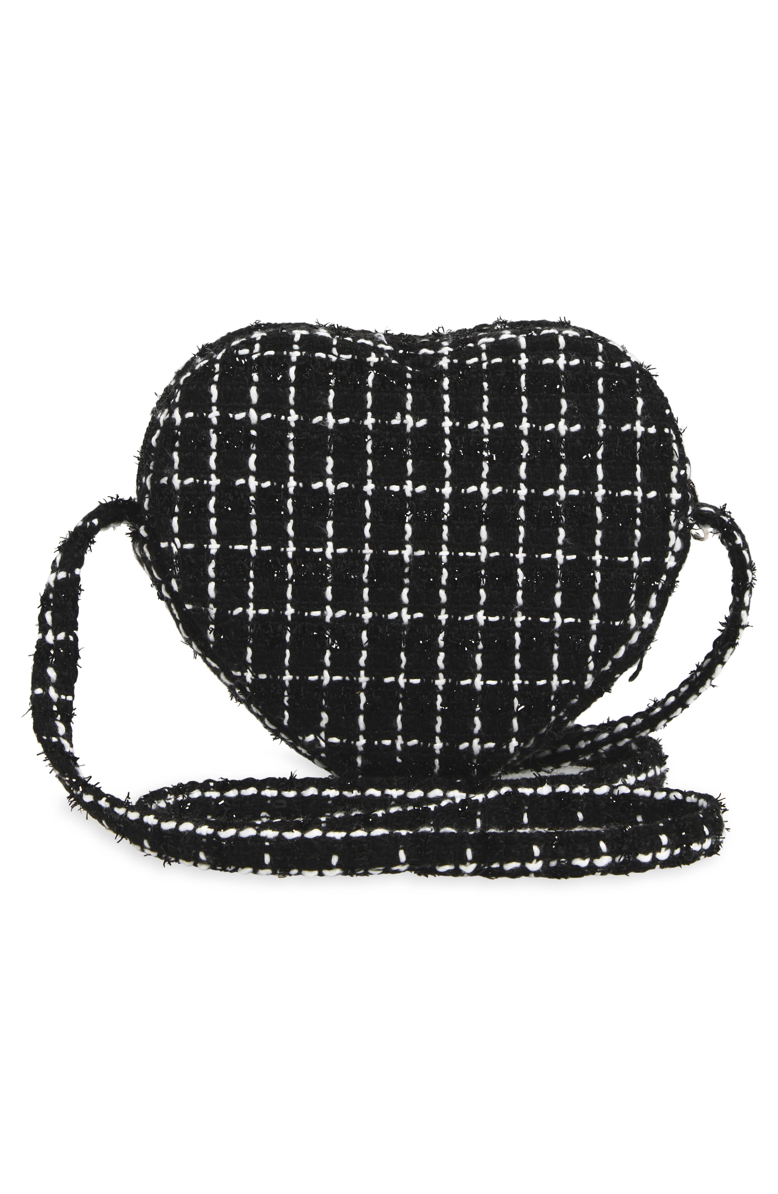 Kids' Heart Tweed Crossbody Bag, Alternate, color, BLACK COMBO