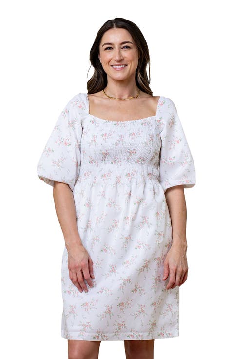 Women's Organic Smocked Bubble Sleeve Dress