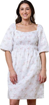 Hope & Henry Women's Organic Smocked Bubble Sleeve Dress