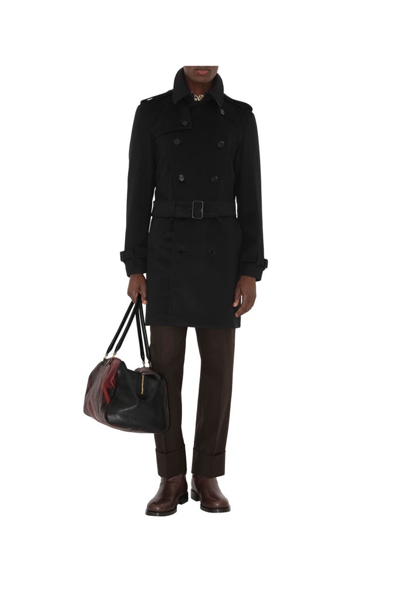 Burberry Mid-length Cashmere Trench Coat, Alternate, color, Black