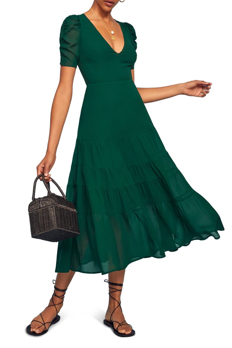 Cosa Midi Dress, Main, color, EMERALD