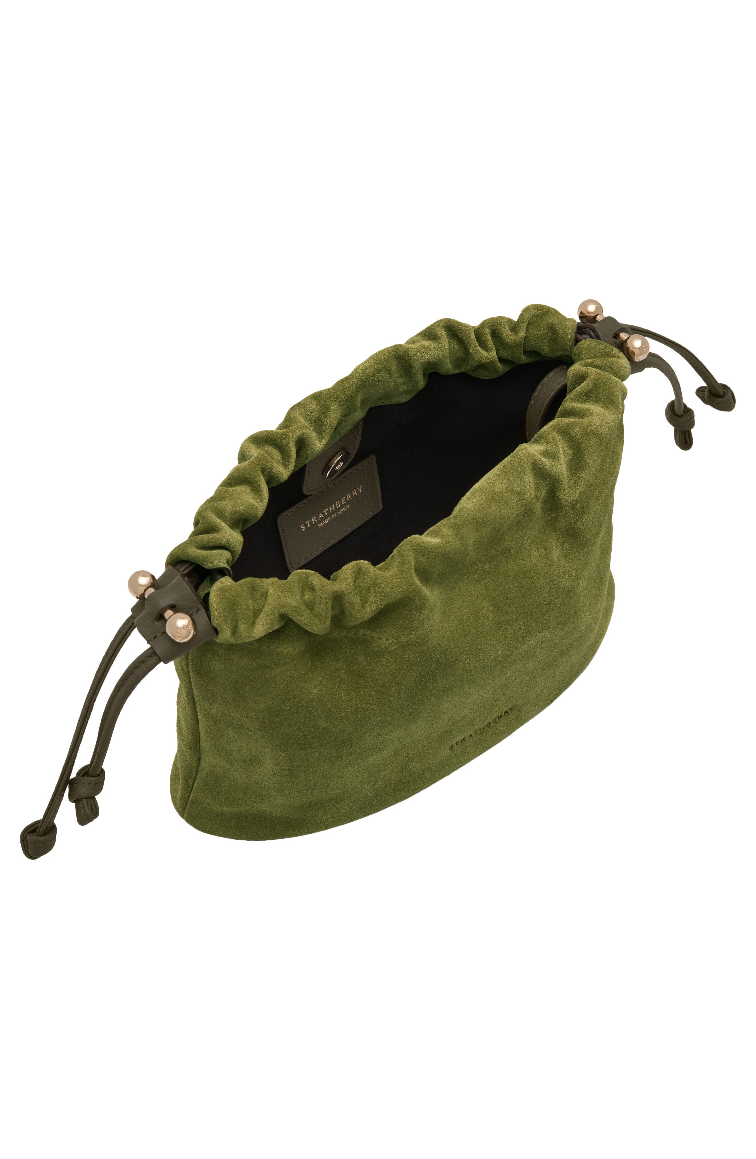Drawstring Suede Crossbody Bag, Alternate, color, LIME/ KHAKI