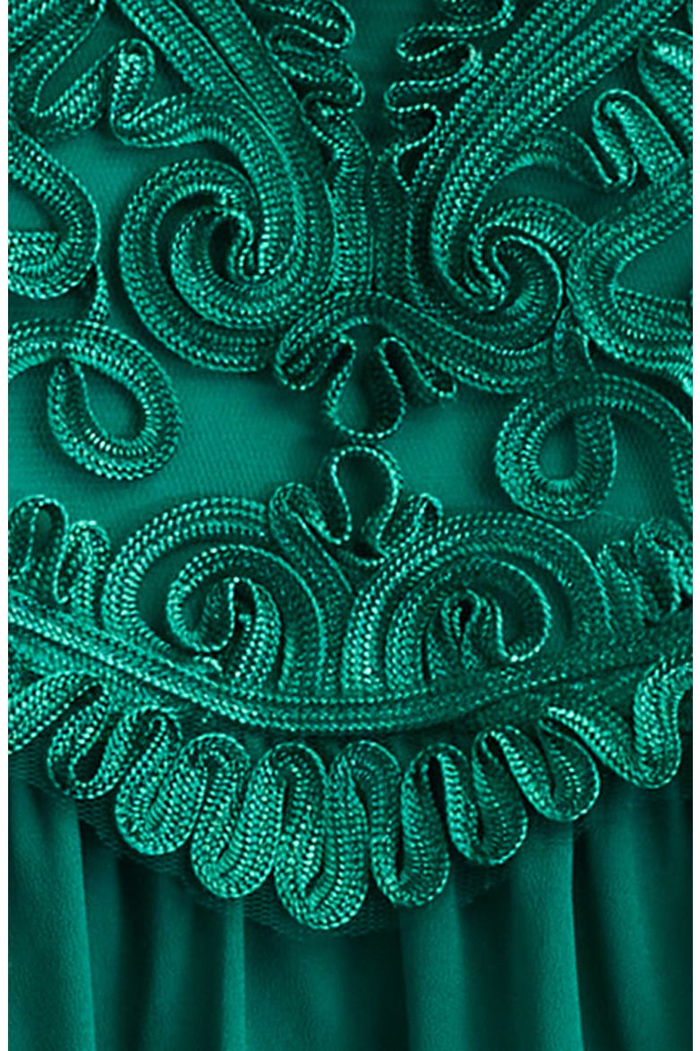 Scroll Soutache Long Sleeve Cocktail Dress, Alternate, color, EMERALD