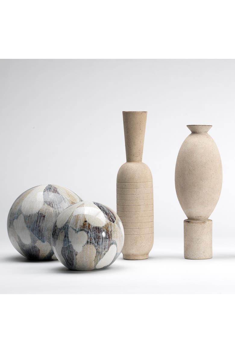Elavated Ceramic Decorative Vase, Off White, Alternate, color, Cream