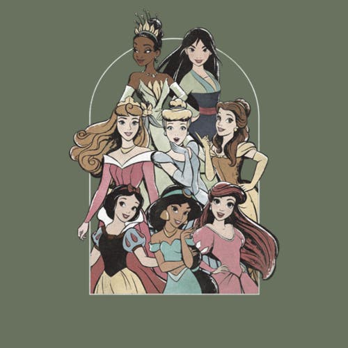 Disney Frame Princesses  Graphic T-shirt In Green