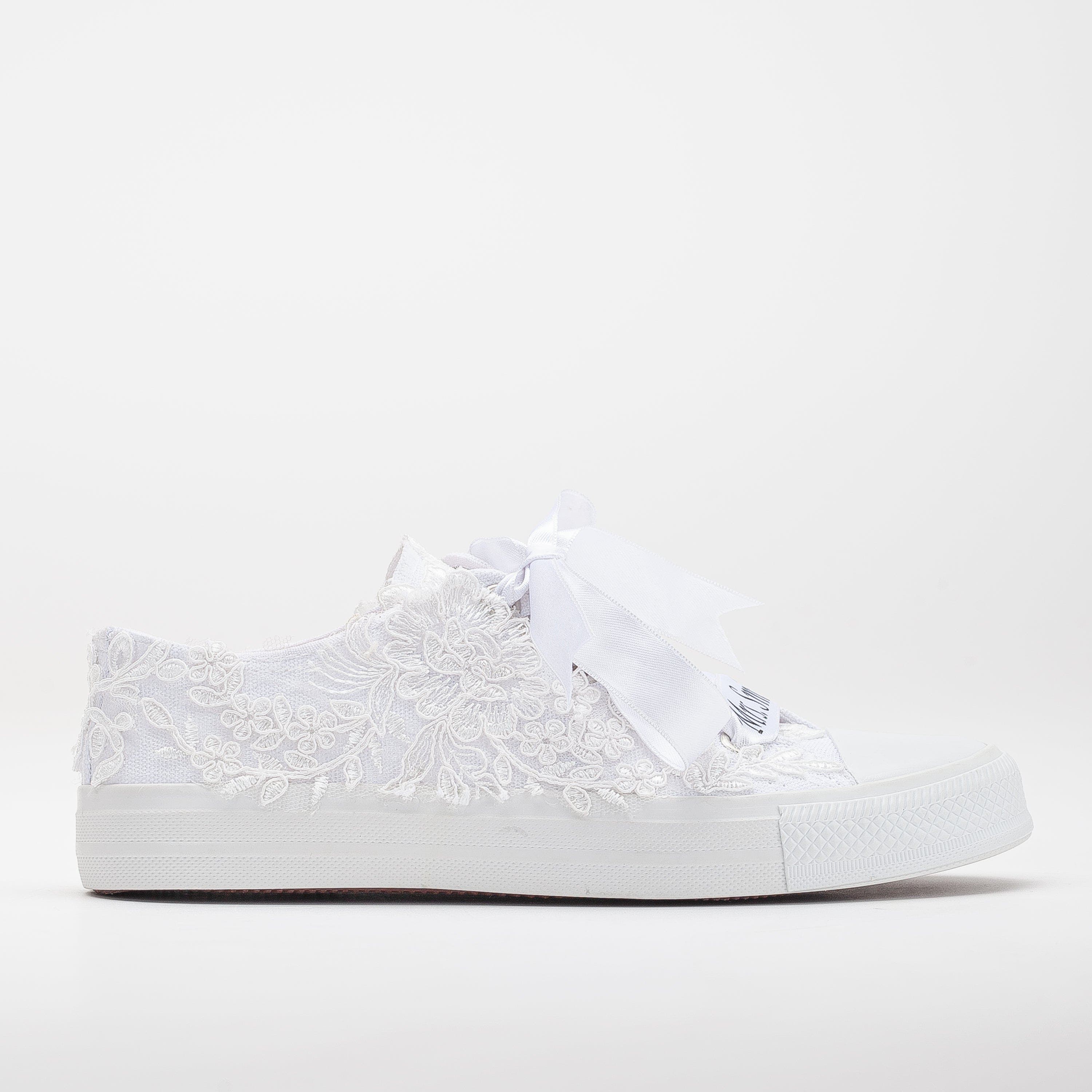 Forever & Always Shoes Belle Lace White Bridal Sneakers, Main, color, White