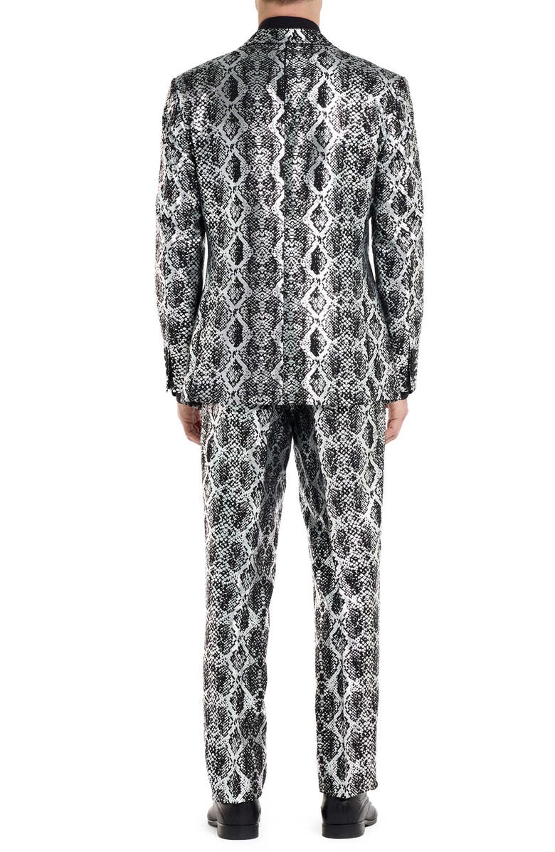 OppoSuits Silver Snake Slim Fit Two-Piece Suit & Tie Set, Alternate, color, Silver