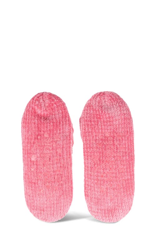 Memoi Cherries Chenille Slipper Socks In Disco Pink