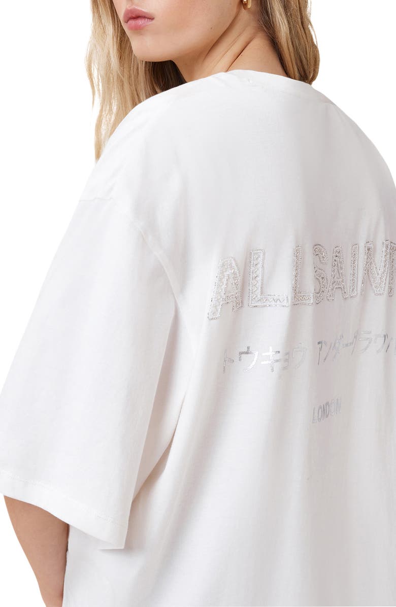 AllSaints Under Amelie Oversize Cotton Graphic T-Shirt, Alternate, color, White