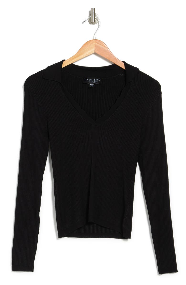 Laundry by Shelli Segal Ribbed Knit Polo Sweater, Alternate, color, 