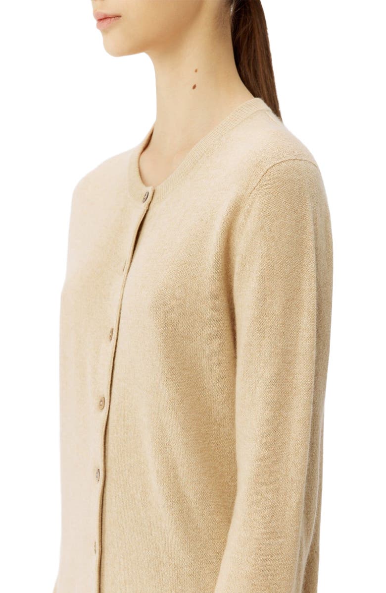 GOBI Mongolian Cashmere Essential Cashmere Crewneck Cardigan, Alternate, color, Beige