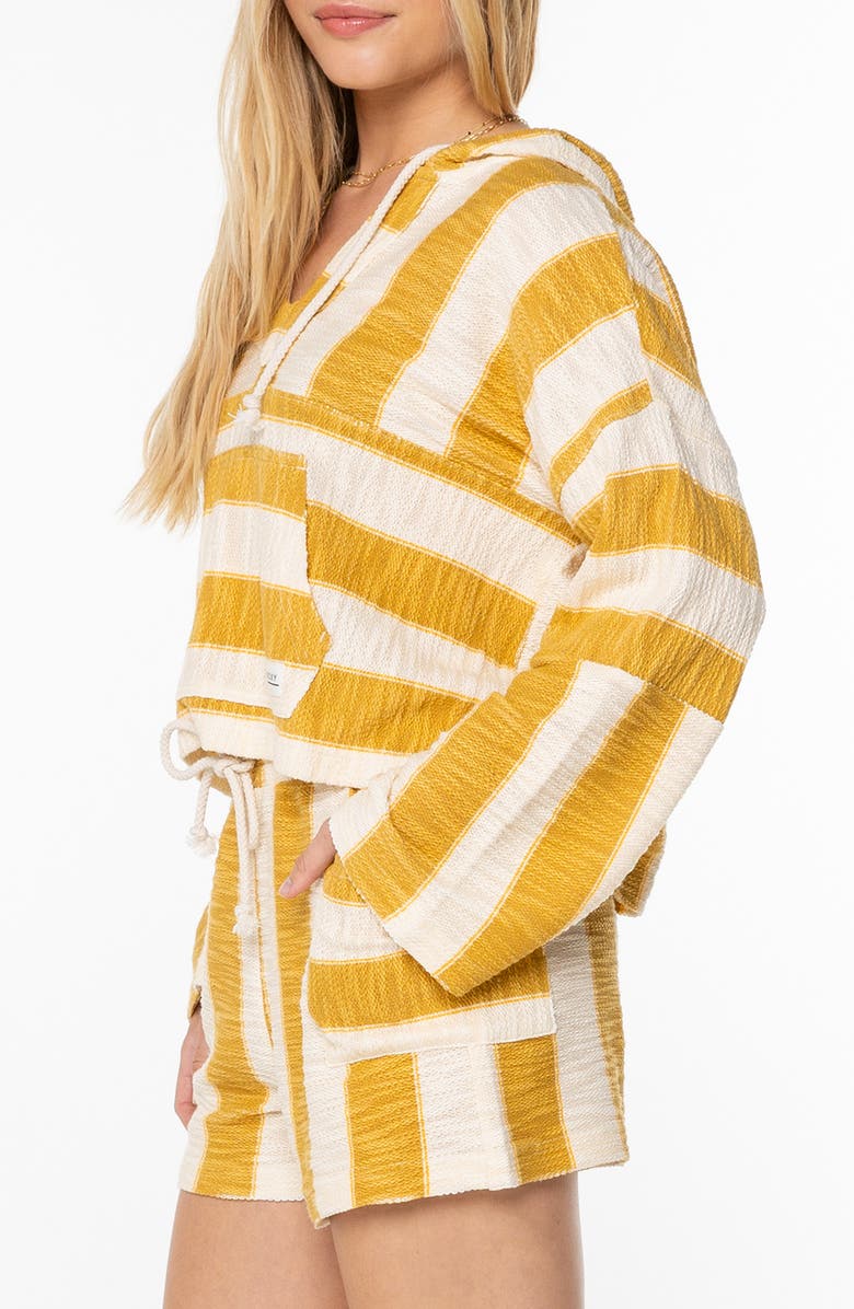 Roxy Rich Coast Stripe Hooded Sweatshirt, Alternate, color, Amber Gold Jungle Beach Stripe