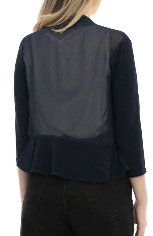Nina Leonard Chiffon Ruffle Bolero In Navy