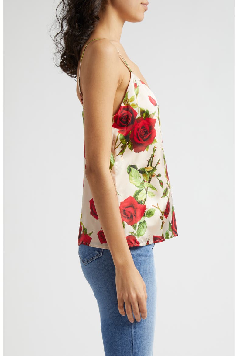 Jane Rose Print Silk Camisole, Alternate, color, SANDRED R