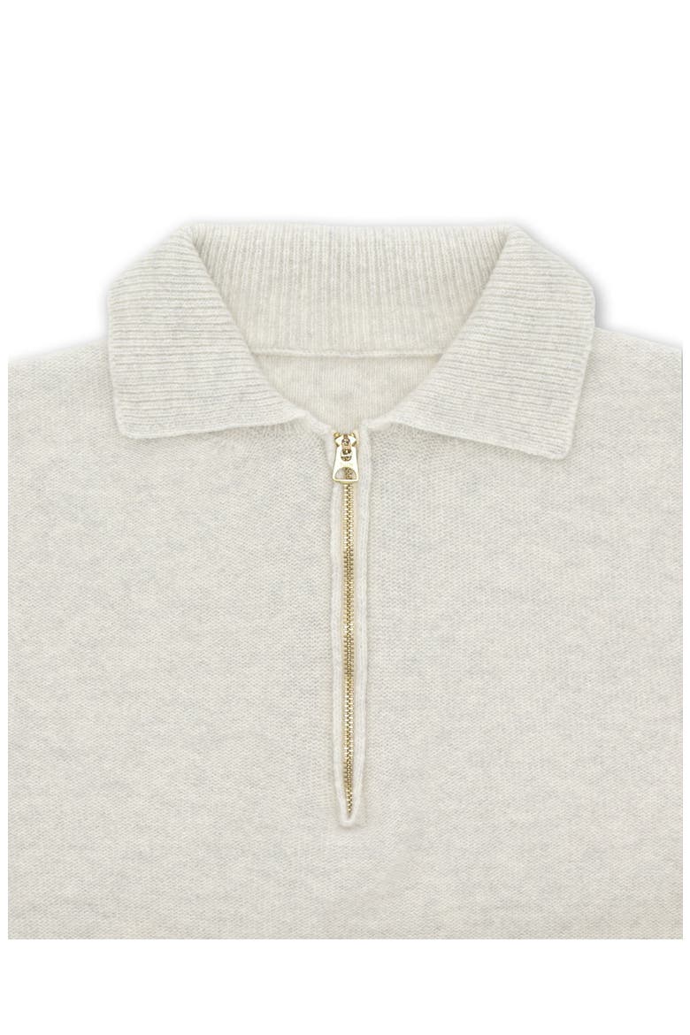 Yale Wool Sweater with Collar and Zip, Alternate, color, Melange Grey