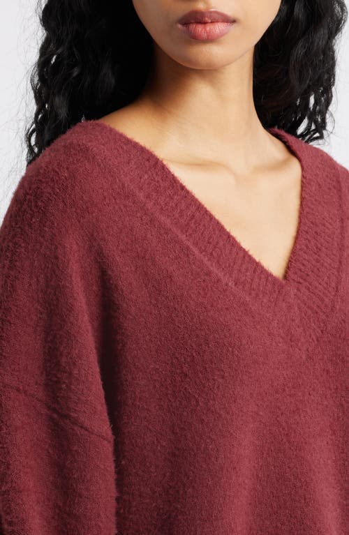 Bp. Fuzzy V-neck Sweater In Burgundy
