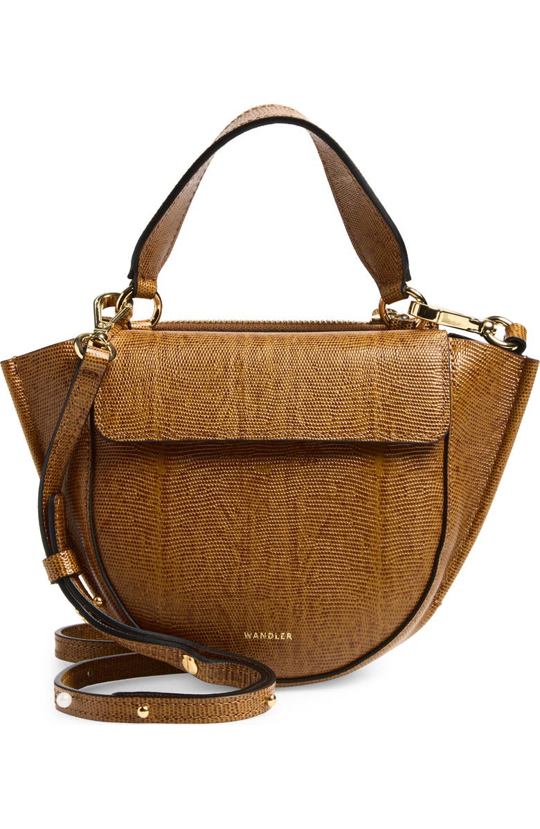 Wandler Hortensia Lizard Embossed Leather Handbag, Main, color, Tabacco Lizzard 1776