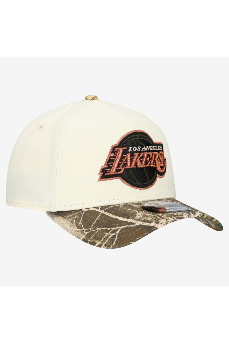 Men's New Era Cream Los Angeles Lakers Realtree Chrome Two-Tone 9FORTY A-Frame Adjustable Hat, Alternate, color, Cream